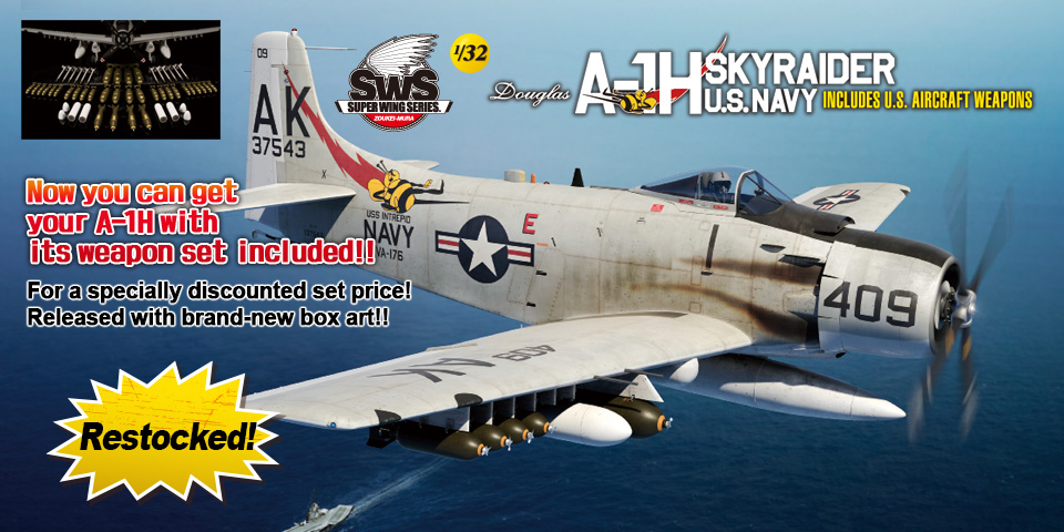 1/32 A-1H U.S. NAVY Includes U.S. Aircraft Weapons